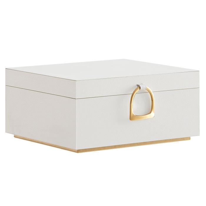 Boîte à Bijoux 2 Niveaux, Plateau Flexible, Écrin Rangement d’Accessoires, Effet Flottant, 20,5 x 24 x 11 cm, Blanc