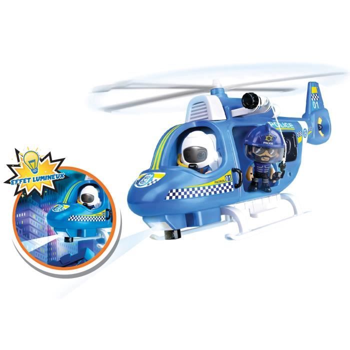 Hélicoptère de police Pinypon Action - SPLASH TOYS - Avec figurine et système de poulie