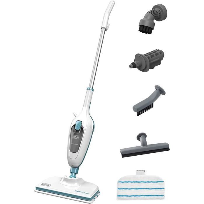 BLACK+DECKER Balai Vapeur 1600W Avec Nettoyeur Main - 15s De Chauffe - 6 Accessoires - Sans Produit Chimique