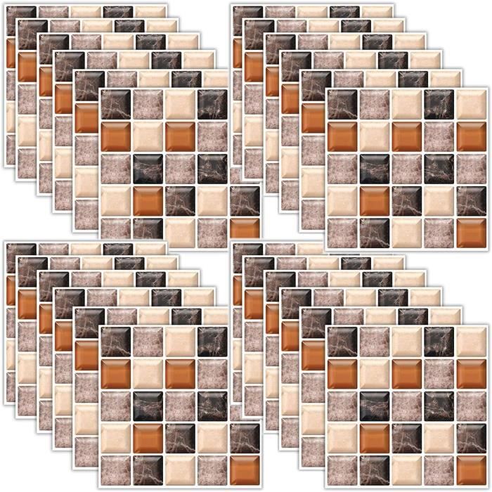FINE-10pcs auto-adhésif mural Mosaïque Marbre étanche Art cuisine