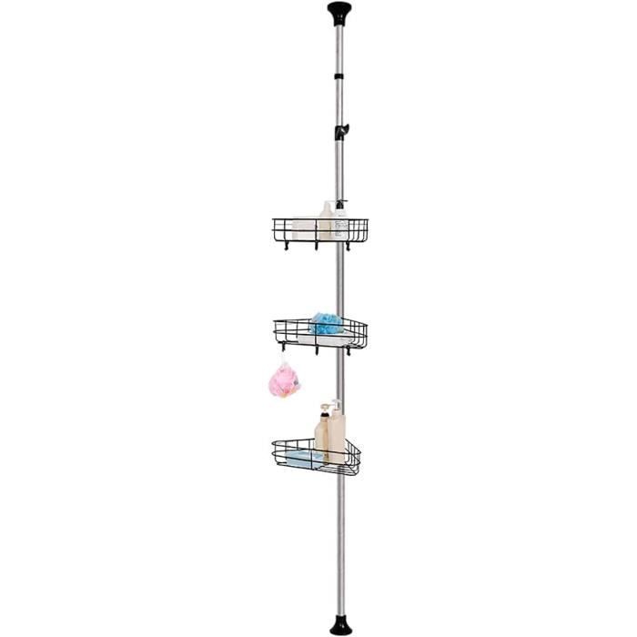 Barre De Tension D'Angle Réglable En Métal Pour Salle De Bain, Étagère