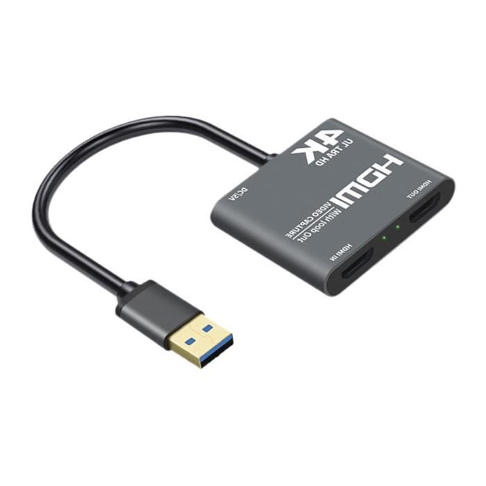 vidéoconférence transmission en direct enseignement gris Cartes d'acquisition vidéo 4K HDMI carte d'acquisition vidéo USB 3.0 HD 1080p pour jeux streaming 