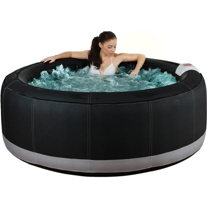 SPA gonflable 4 places BCOOL III - D180 x H65 cm - 120 buses d'air - Noir - revêtement luxe