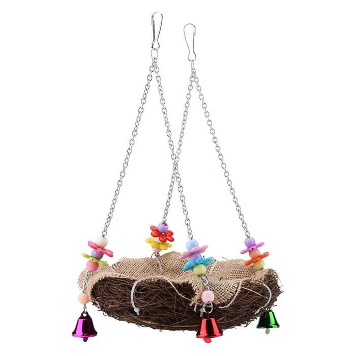 Comparer les prix de Jouets à mâcher pour perroquet balançoire nid d'oiseau hamac perchoir cloche cage à oiseaux jouets pour petites perruche RUIDA