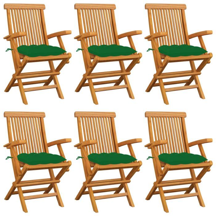 VIDAXL Chaises pliables avec coussins Teck - vue 3