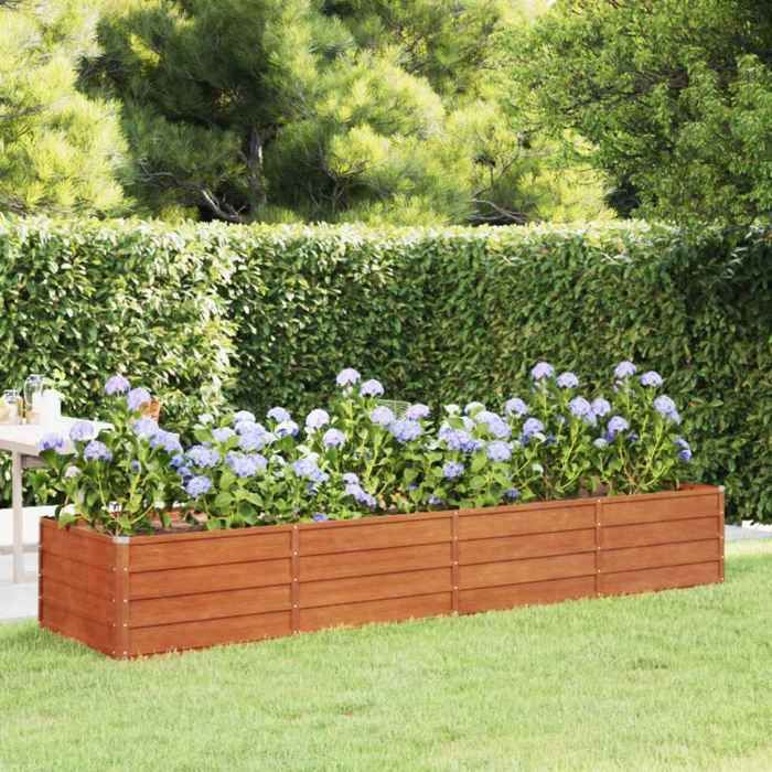 vidaXL Lit Surélevé de Jardin Jardinière Support pour Plantes Bac à Fleurs Pot de Fleurs Balcon Patio Extérieur Rouillé 151962