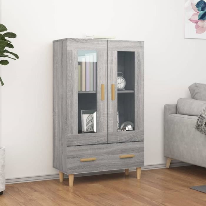 Buffet - SONOMA - 70x31x115 cm - Bois dingénierie - 2 portes - Tiroir de rangement