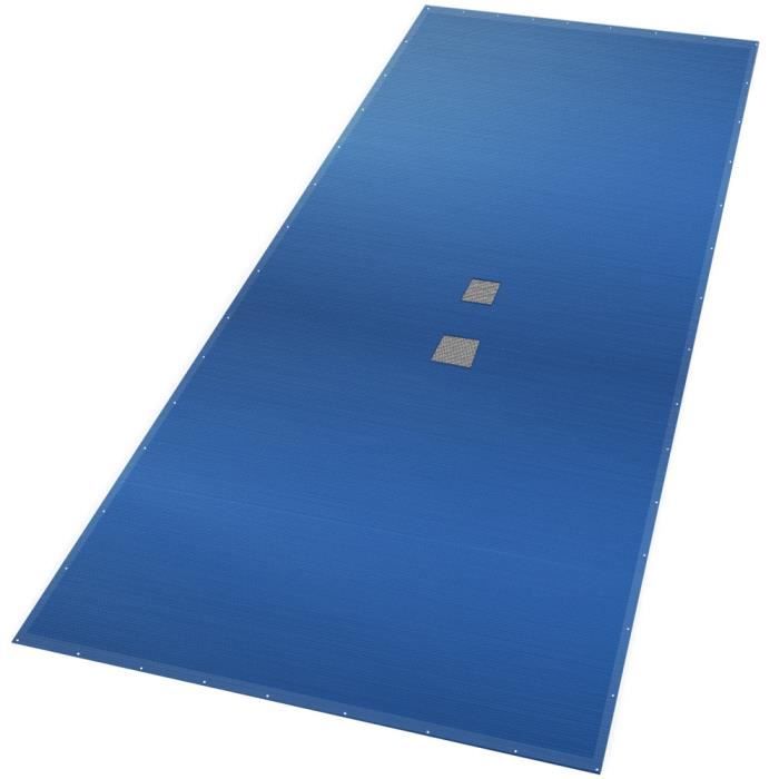 Bâche de piscine rectangulaire double couche VOUNOT 8x14m - Bleue - PE 160 gr/m2 - Filet écoulement