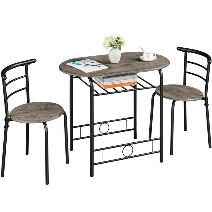 IKAYAA Ensemble de Table et Chaise Set de 1 Table + 2 Chaises en Pin et