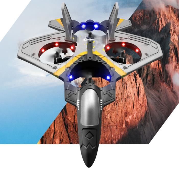 Avion Télécommandé 2 Canaux 2.4GHz Avec LED Jaune - Ultra Facile à Piloter Pour Enfants Et Débutants, Décollage Sol Ou Manuel, Charge USB