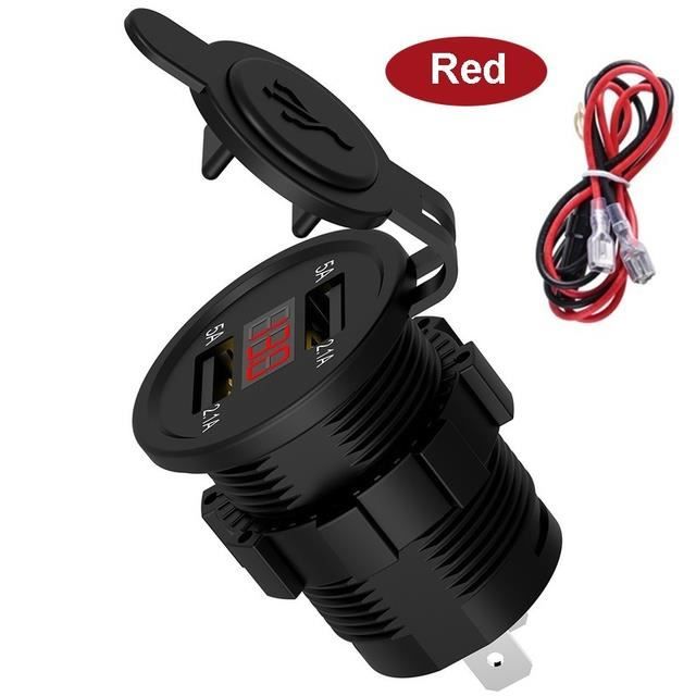 Double Allume-Cigare Voiture 12V - 2 Ports USB + 1 Type-C + Voltmètre LED - Charge Rapide 20W - Pour Téléphone, Tablette, GPS