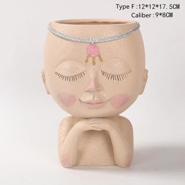 Pot De Fleurs Avec Visage Souriant - Résine, Trou De Drainage - Déco Intérieur/extérieur - Pour Plantes Grasses