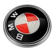 Lot de 7 BMW Fibre de Carbone Rouge et Blanc Logo Emblème Centre de Roue，La Marque du Capot et du Coffre Est de 82mm + 74mm-1
