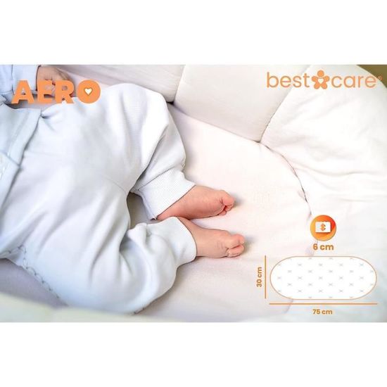 Matelas Couffin Bébé 80x40cm - Double Face Été/Hiver - Housse Lavable - Antiacarien Et Sans Latex
