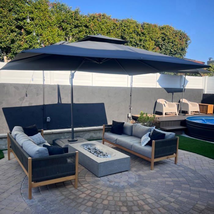 Parasol cantilever rectangulaire à double toit Purple Leaf 2.7 × 3.65 m
