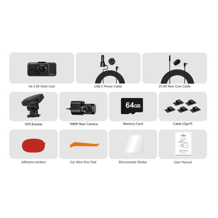 Caméra De Dashboard REDTIGER F17 Plus 4 Canaux - 2.7K Avant + 3x1080P, Vision Nocturne STARVIS 2, WiFi 5.8GHz, GPS, écran Tactile, Mode Parking, Avec Carte 128 Go