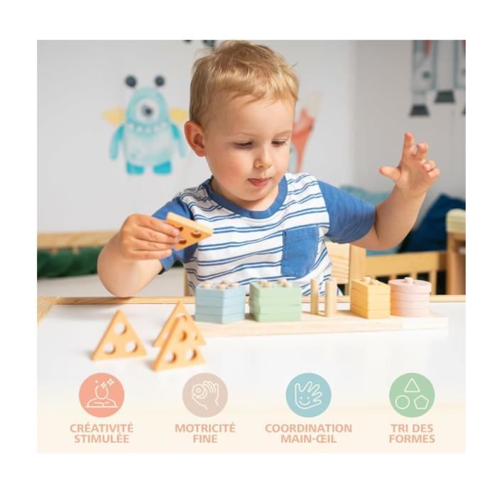 Jouets à Empiler et de Tri 1 2 3 Ans - Jouet d'Activité et de Développement en Bois Couleurs Jouets à Empiler et de Tri 1 2 3 Ans - Jouet d'Activité et de Développement en Bois Couleurs