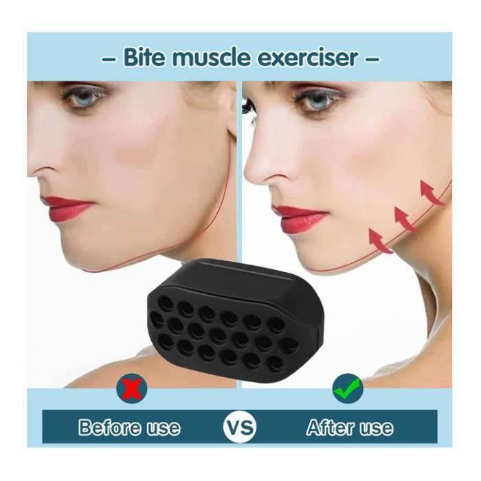 Exerciseur Mâchoire JAWPRO - 6 Gommes Silicone Alimentaire - 3 Niveaux De Difficulté - Pour Jawline Sculptée - Homme/Femme