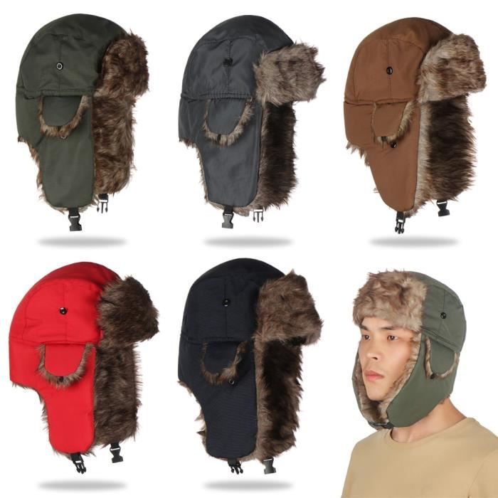 Casquette,Chapeau de bombardier Rex en fourrure de lapin pour homme