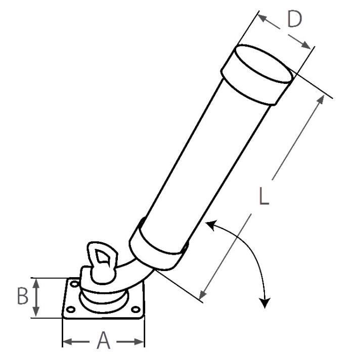 Porte canne tube ø 22/25 mm- TREM - Porte-canne à pêche - H2R Equipements