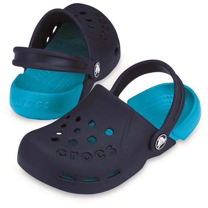 Sabots Crocs Electro pour enfant Noir Bleu Avec charmes Jibbitz