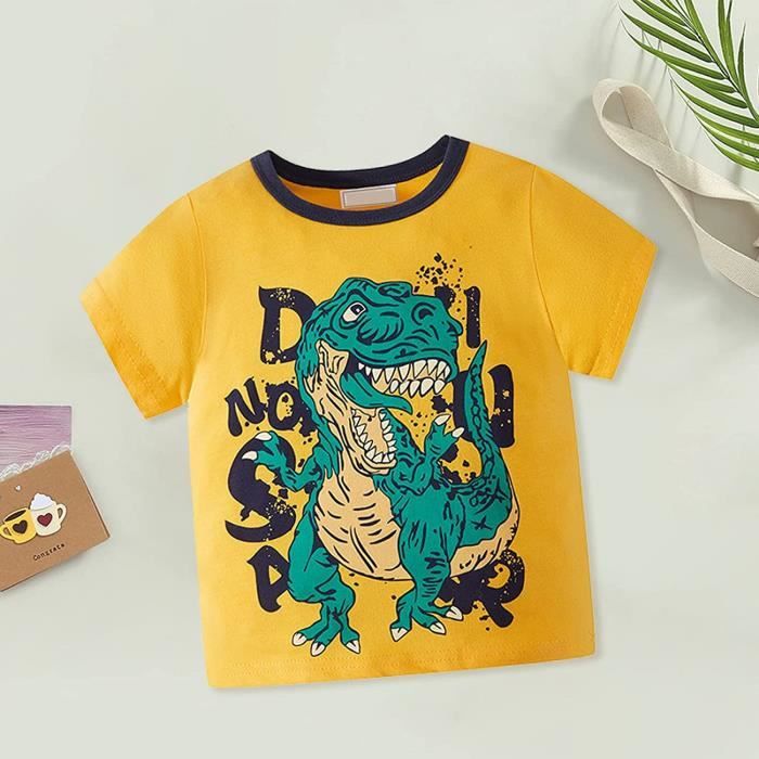 T-shirt Basique Garçon TU – Violet – 3 Ans – Manches Courtes – Motif Dino – Très Bon état