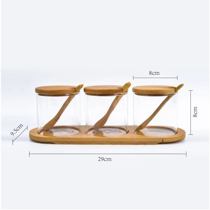 En Gros Pot à épices En Verre, Ensemble De Salières Transparentes En Verre Récipient Avec Couvercle, Bol En Verre Avec Capuchon Et Cuillère - Chine Bouteille En Verre Et Pot En Verre