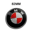 Lot de 7 BMW Fibre de Carbone Rouge et Blanc Logo Emblème Centre de Roue，La Marque du Capot et du Coffre Est de 82mm + 74mm-2