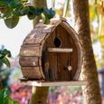 Nichoir à oiseaux en bois rustique naturel résistant aux intempéries toutes les jardin Volière à Suspendre extérieur arbre ou balcon-2
