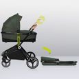 LIONELO Mika - Poussette bébé 3en1 compacte - De 0 à 48 mois - Pack poussette, nacelle, cosy, siège auto - Vert-2