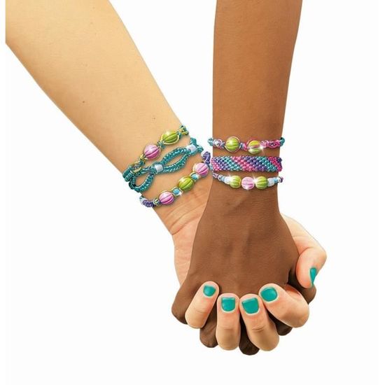 Kit Création Bracelets Clementoni - 100 Perles Fermoirs Lycra - Atelier Bijoux DIY 7 Ans +
