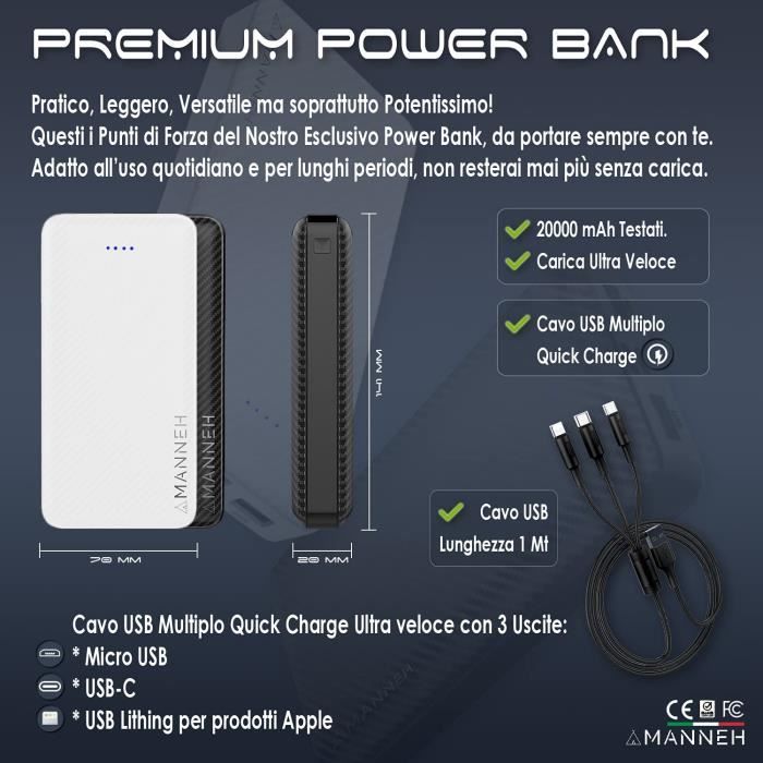 We - WE Batterie Externe 20000 mAh Powerbank Chargeur Portable
