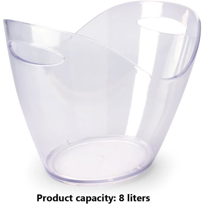 Seau à Glace Acrylique Transparent 5,5 L - Pour Champagne, Vin, Bière, Fêtes Et Bars