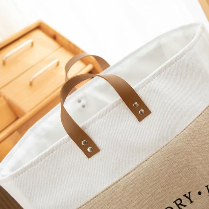 30 40 55cm - Grand Panier À Linge En Lin Pu Main, Sac Fourre-tout En ...