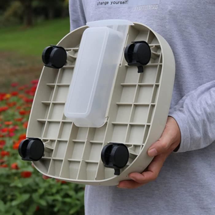 Support à Roulettes Pour Pots De Fleurs - Plateau Transparent 26x26 Cm - Mobile Et Pratique