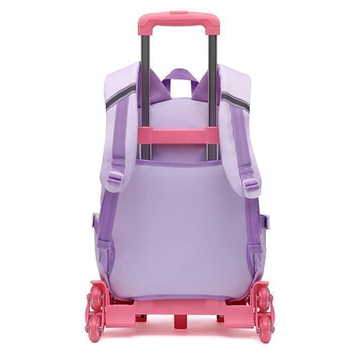 Cartable a Roulette Fille,30L Sac à Dos ado College Décontracté avec