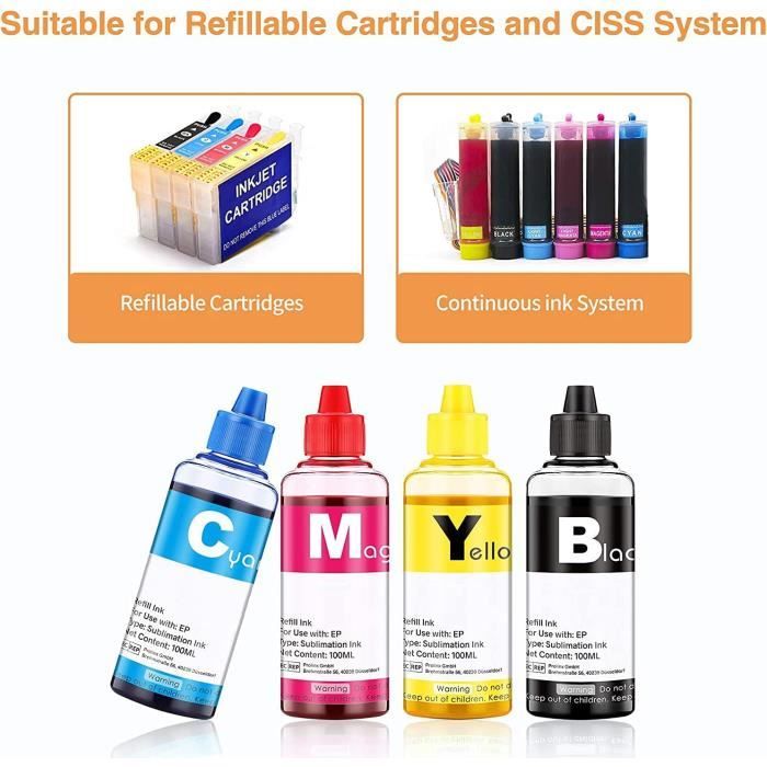 Hiipoo Bouteilles Rechargeables d'encre de Sublimation compatibles avec