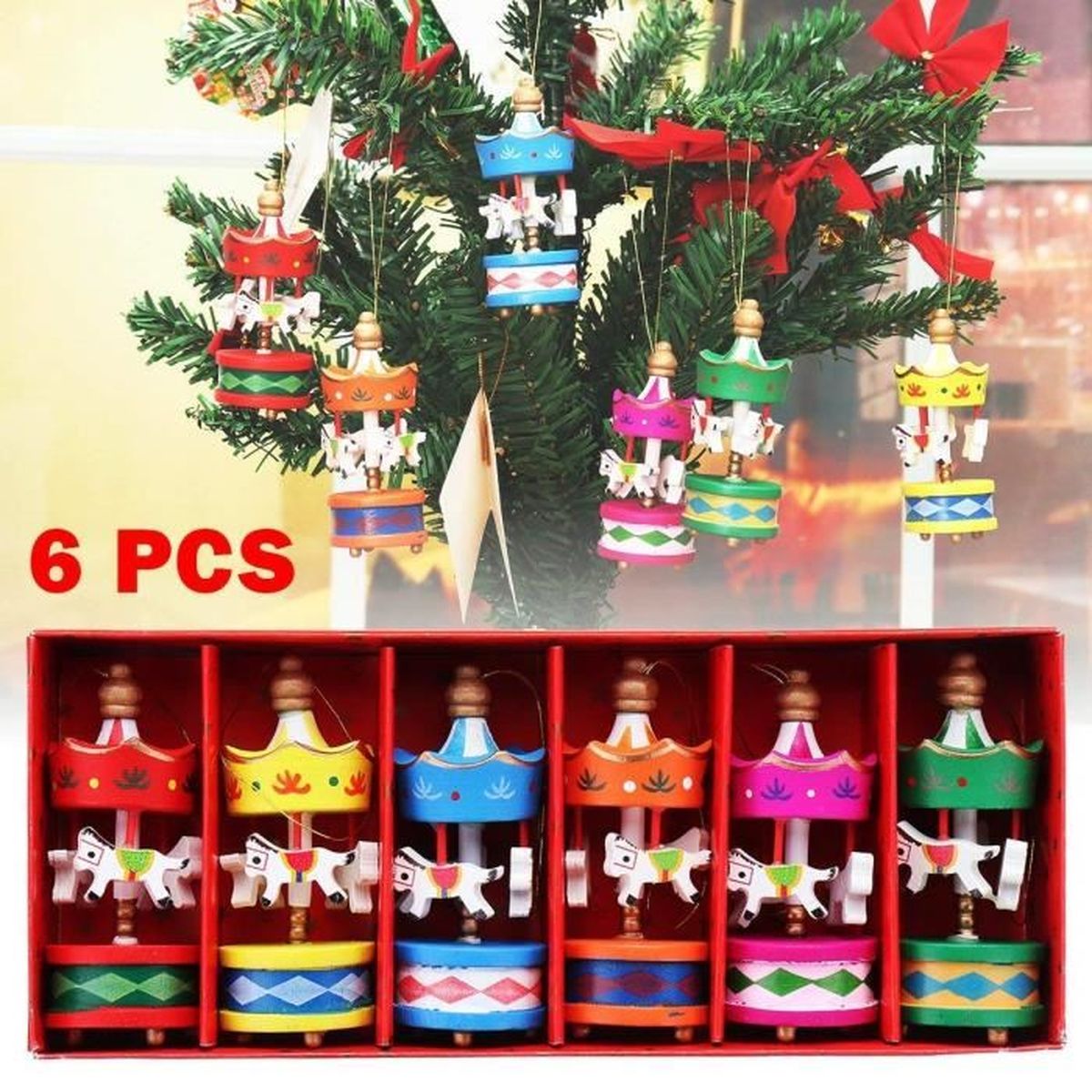 6 Pcs Mini Pendentif Vintage Pour Sapin Noel Forme Carrousel Decor Arbre De Noel Cadeau Enfant 80 X 32mm Achat Vente Village Manege Cdiscount