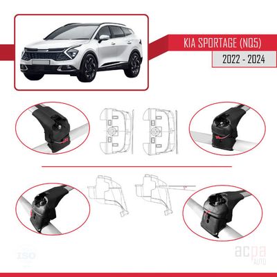 ACE-2 Dakdrager bagagedrager compatibel met Kia Sportage 5 (NQ5) 2022-2025 Spoorstaven Grijs Aluminium 2 Staven