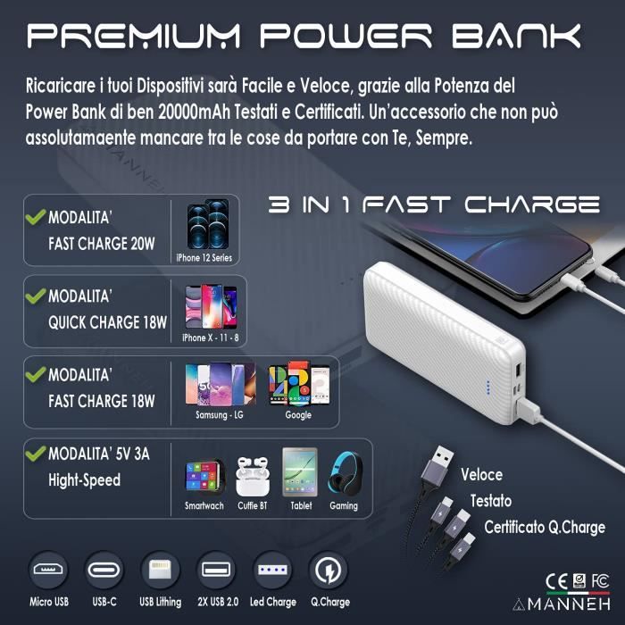 We - WE Batterie Externe 20000 mAh Powerbank Chargeur Portable
