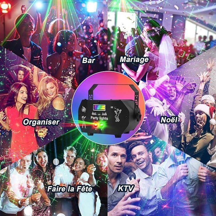 Lampe de Scène,LED Laser light projecteur stroboscopique parti 168 effets,Lumière Disco RGB UV