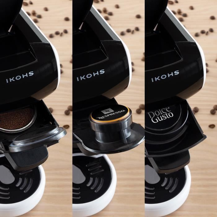 CREATE / POTTS/Cafetière Multi-dosettes et Expresso Gris/Programmable,  légère et compacte, adaptée à la préparation du café dans tous les formats