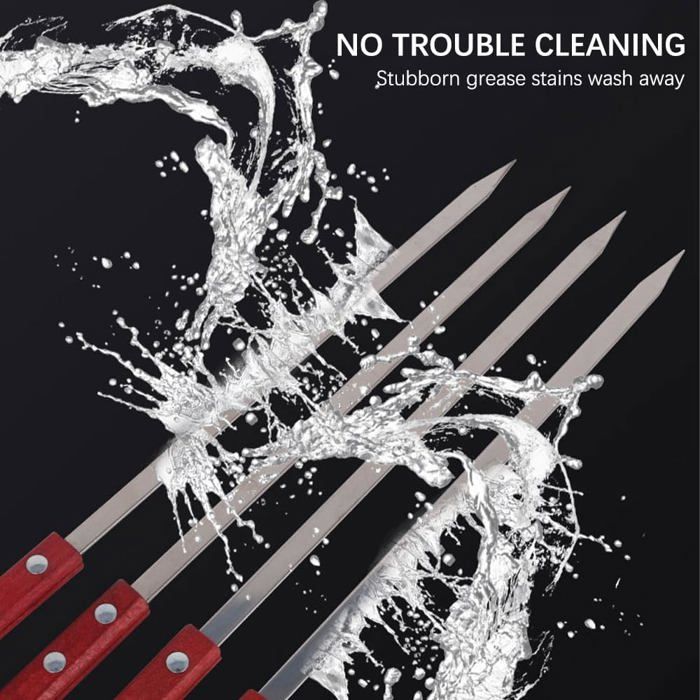 THKO Brochettes Pour Barbecue, Lot De 10 Pcs 32cm Pic Brochette Inox, Pique Brochette Avec Manche En Bois, Broche Kebab Pic à Brochettes Réutilisables U Brochettes Barbecue Inox Pour Plat Griller