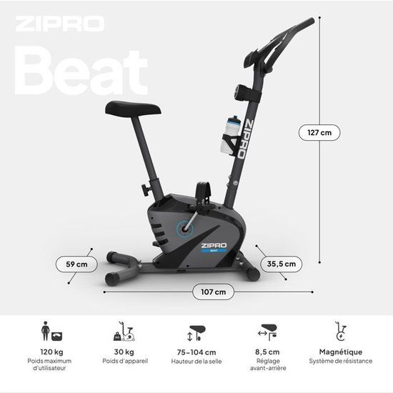 Vélo d'appartement ZIPRO Beat RS Magnétique 120 kg