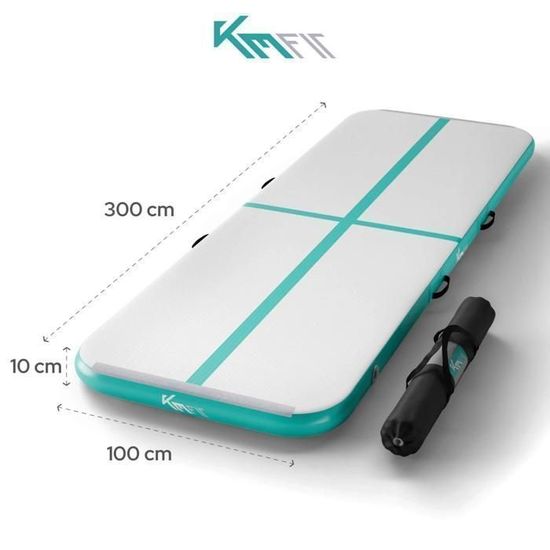 Tapis De Gymnastique Gonflable Air Track KESSER - 3m - Bleu - Avec Pompe Et Sac - Occasion Bon État