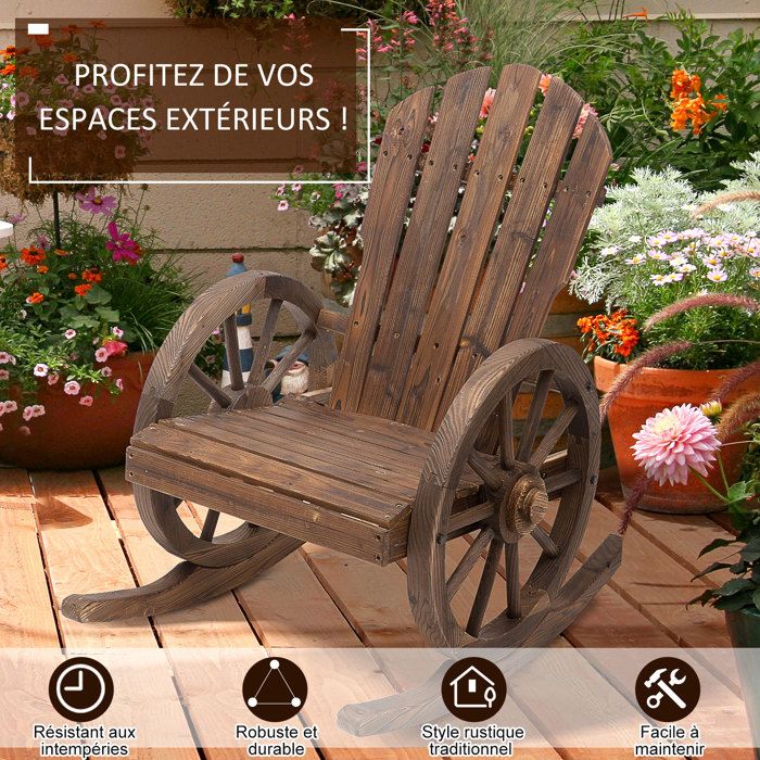 Fauteuil De Jardin Adirondack Rouge Grand Confort - Bois De Sapin Traité Avec Porte-Gobelet Intégré, Idéal Terrasse Et Patio