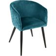 Atmosphera - Chaise fauteuil en velours bleu pétrole Marlo Bleu Canard-0