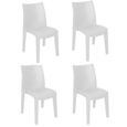 Dmora - Chaise d’extérieur Ravenna, Ensemble de 4 chaise de jardin, Chaise pour table à manger effet rotin, 48x55h86 cm, Blanc-0