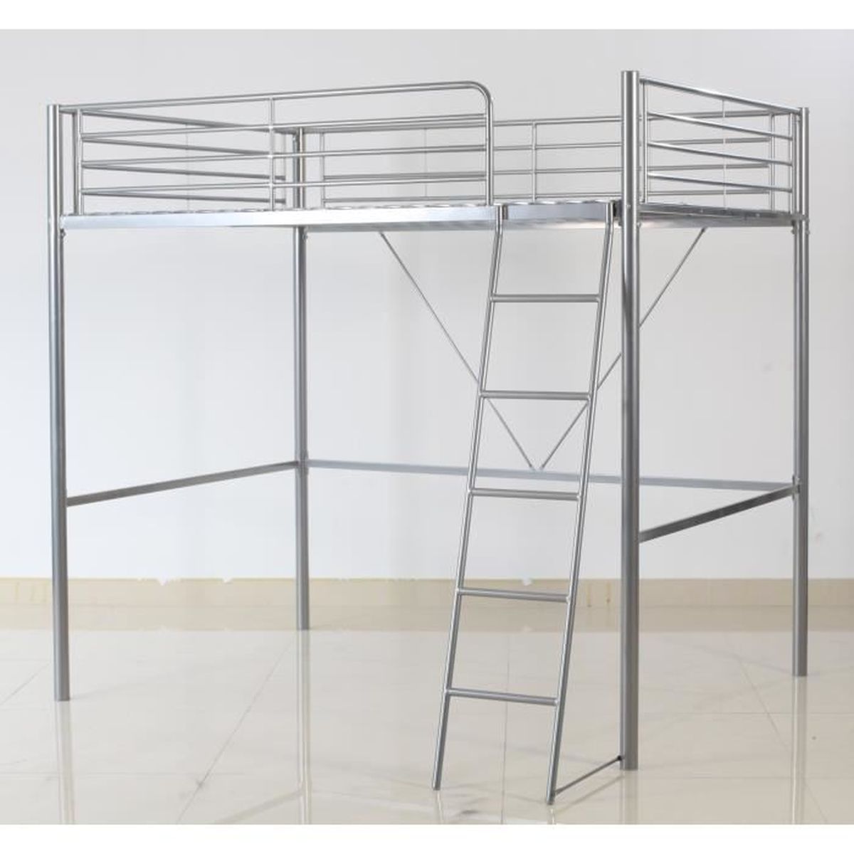 Lit mezzanine 1 place metal gris