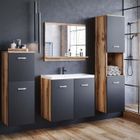 IAMS CHIEN Ensemble meubles salle de bain design suspendu - Bois vieilli noir ALBY